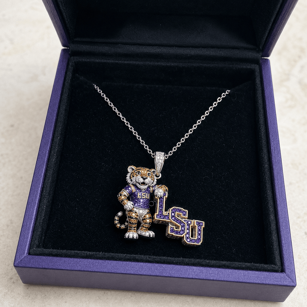 LSU Solid Gold Chain with Diamond Pendant HTTT