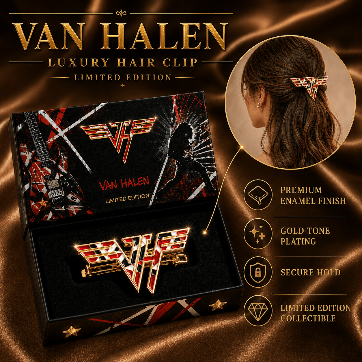 VHL Elegant Gold Hair Clip For Women TMH