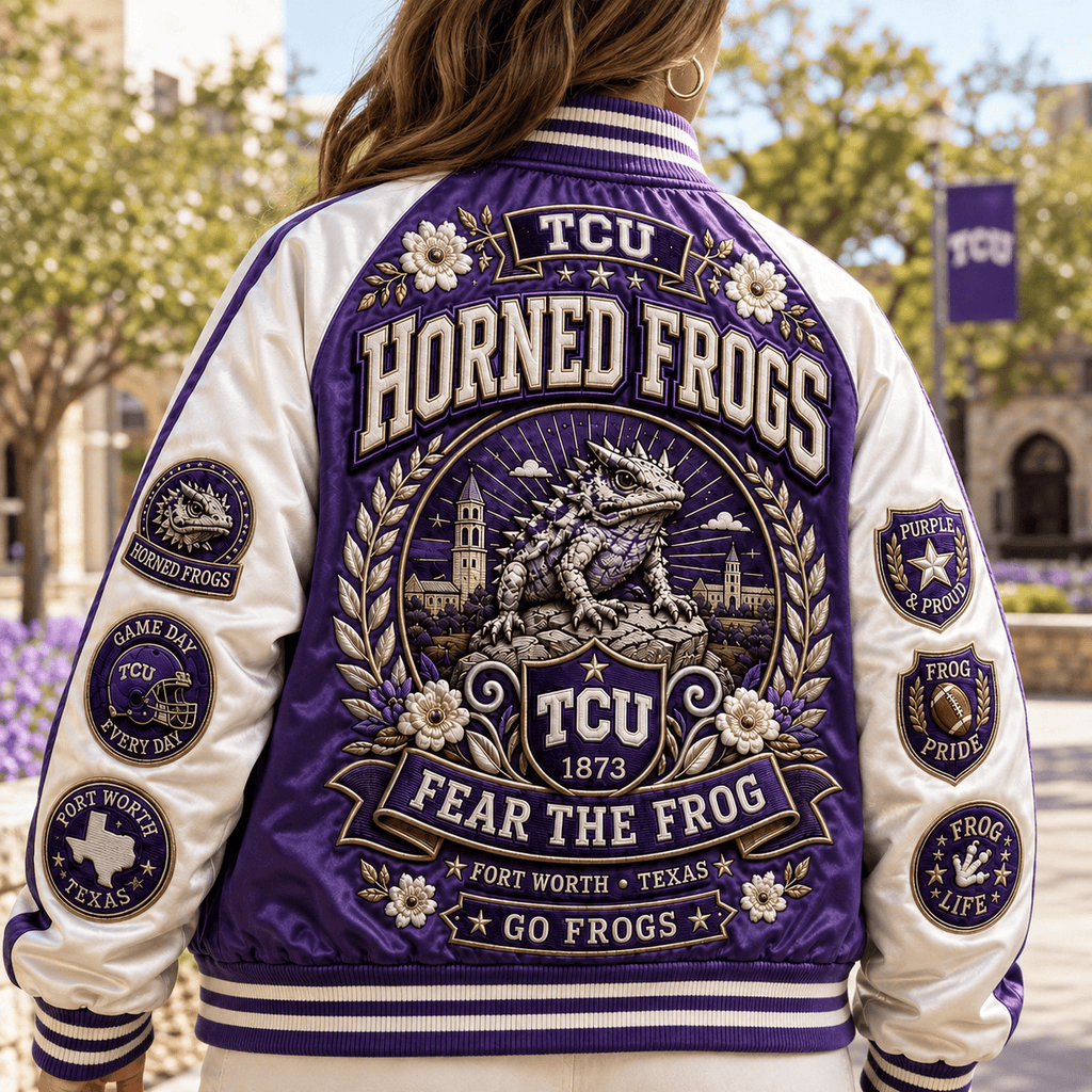 PREMIUM TCU SATIN BASEBALL JACKET NTNA