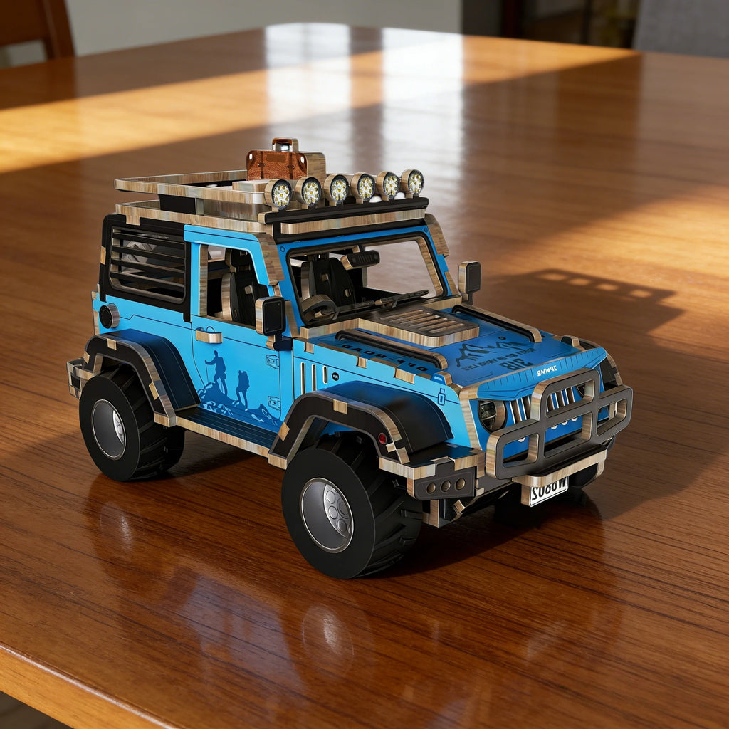 Wooden racing car and off-road vehicle assembly set, creative racing car series, suitable for gifts and collections.